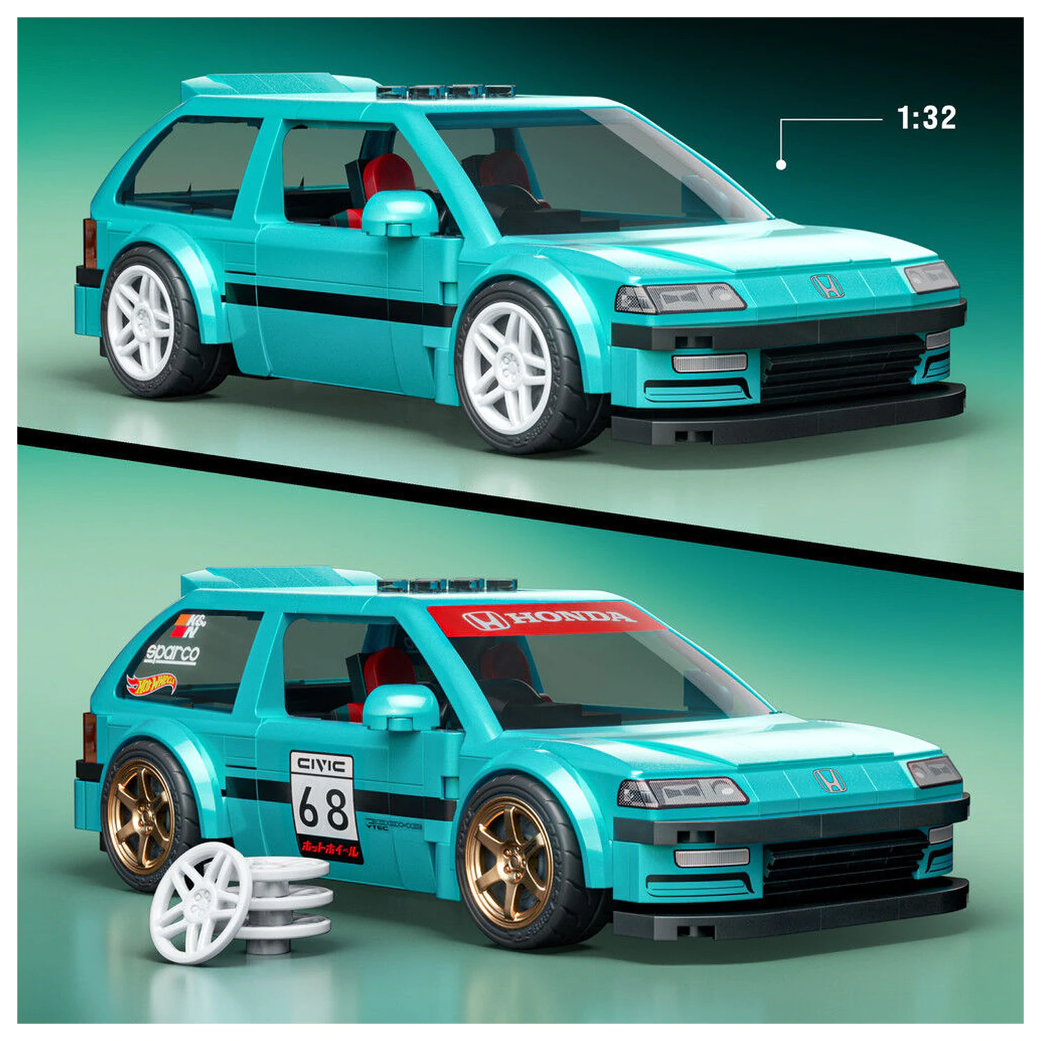 Hot Wheels Speed Series Mattel Brick Shop Komplet za sestavljanje 1/32 po meri ’90 Honda Civic EF fotografija izdelka