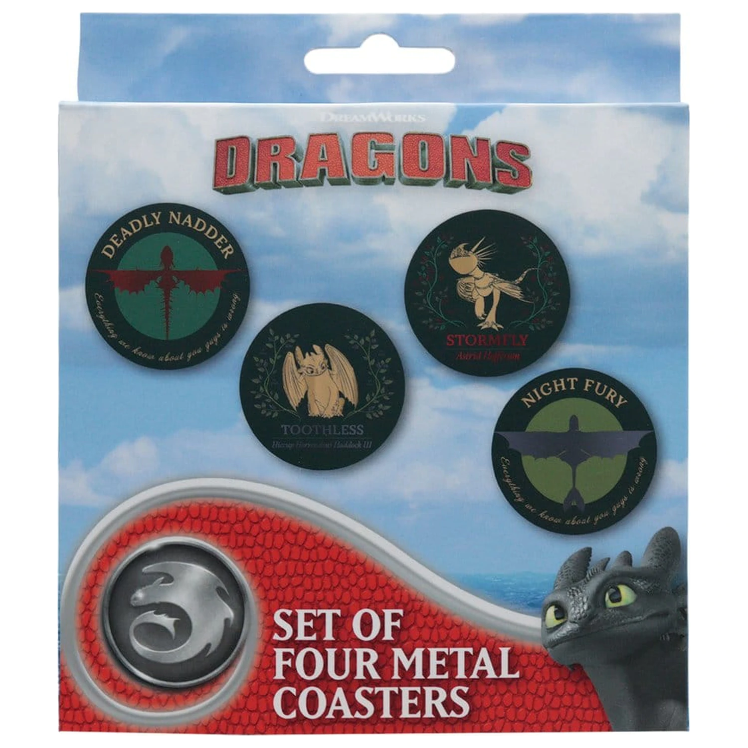 How to Train Your Dragon Vlak smrti 4-paket Zmajem potiskano kovinsko fotografija izdelka