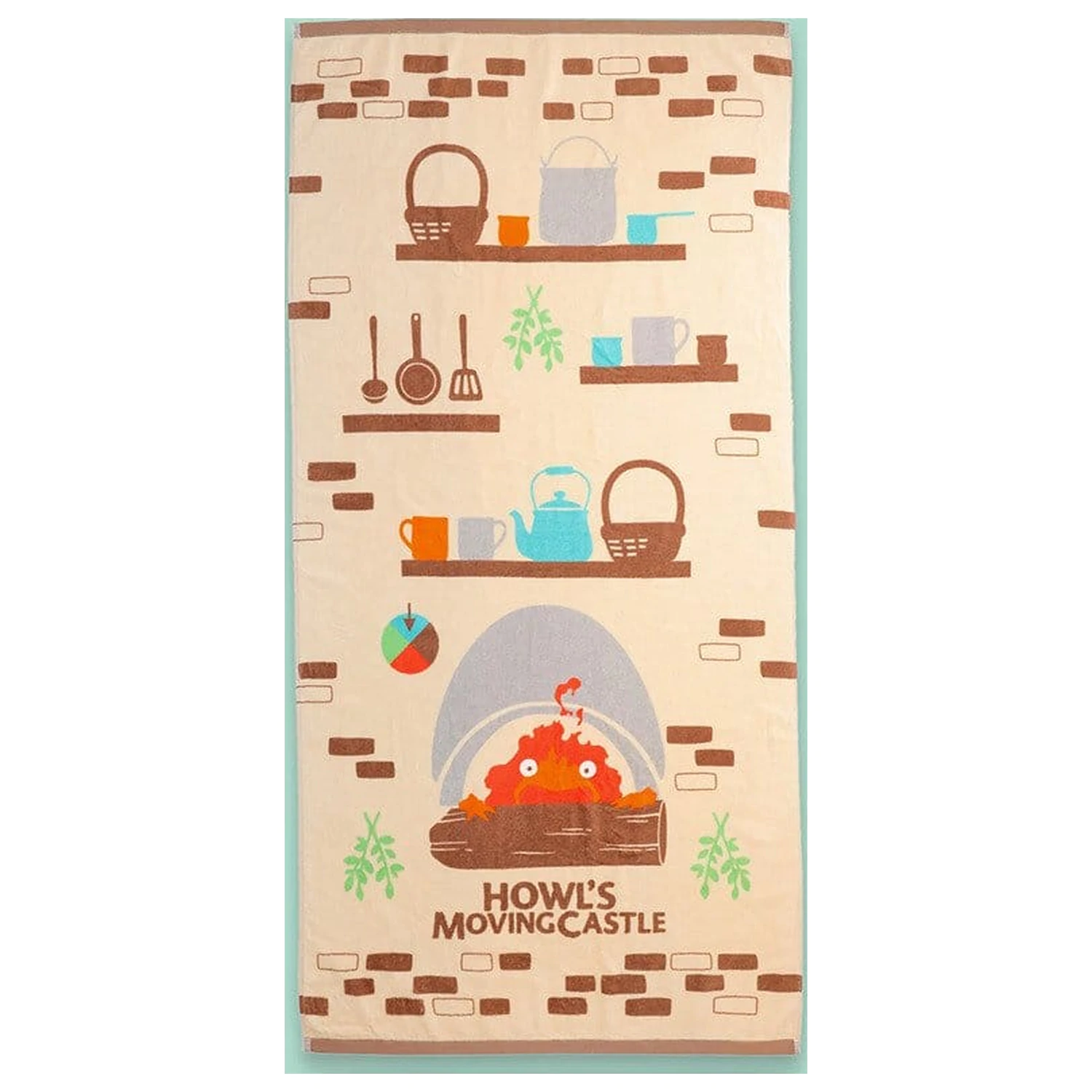 Howl’s Moving Castle brisača Cook with Calcifer 70 x 140 cm fotografija izdelka