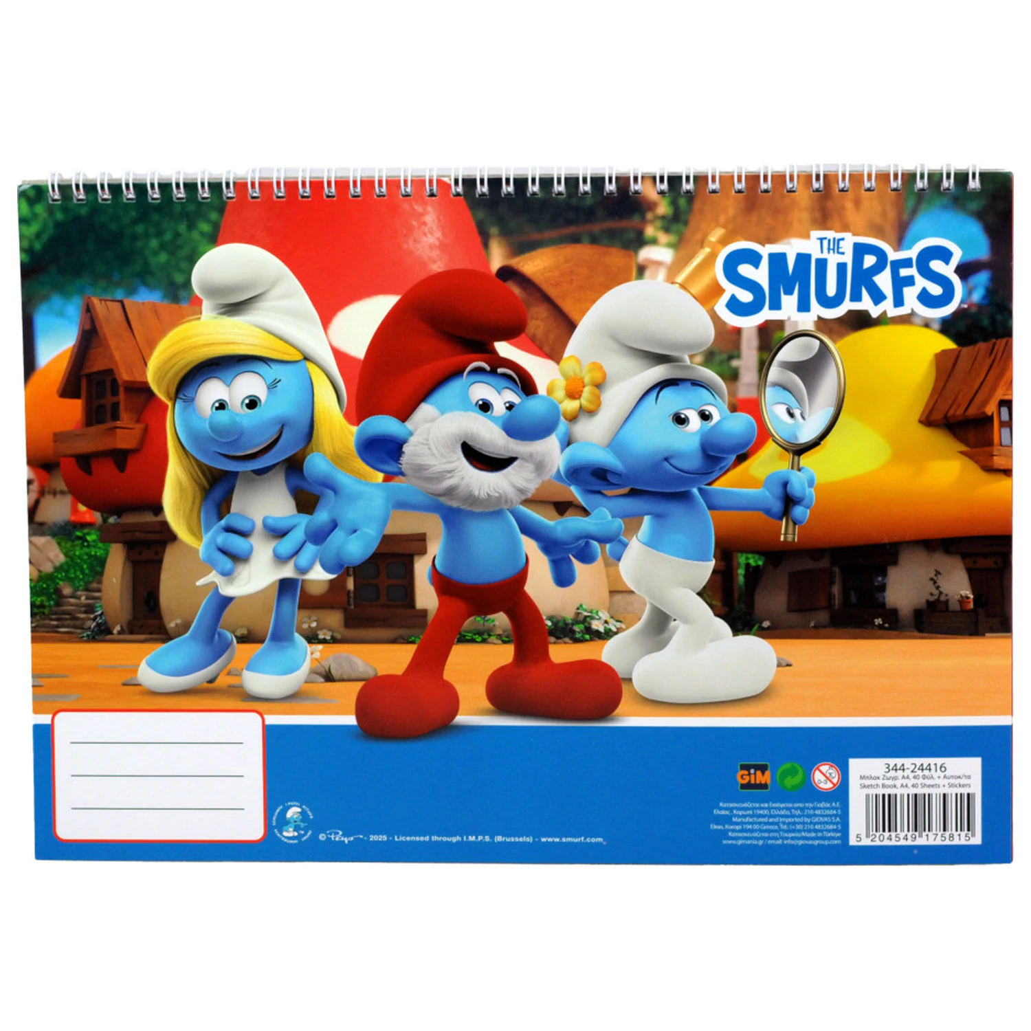 Smurfs Village A/4 Spiralni skicirni blok 40 strani z nalepkami fotografija izdelka
