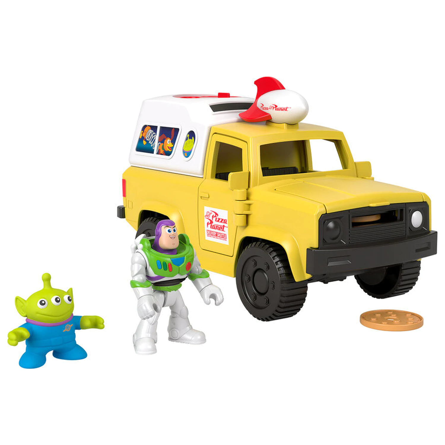 Imaginext Disney Pixar Toy Story Pizza Planet tovornjak + Buzz Lightyear in Alien figurice fotografija izdelka