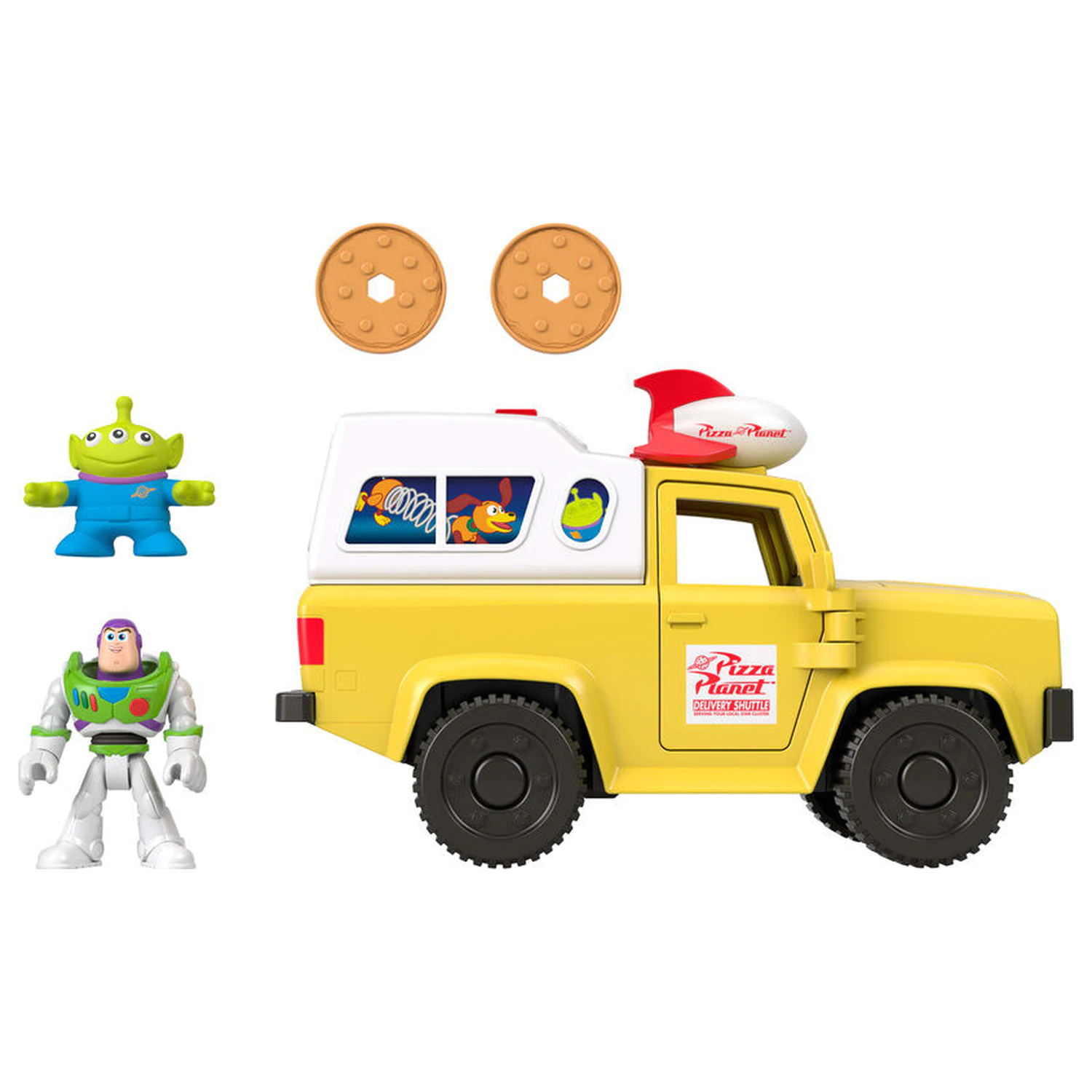 Imaginext Disney Pixar Toy Story Pizza Planet tovornjak + Buzz Lightyear in Alien figurice fotografija izdelka