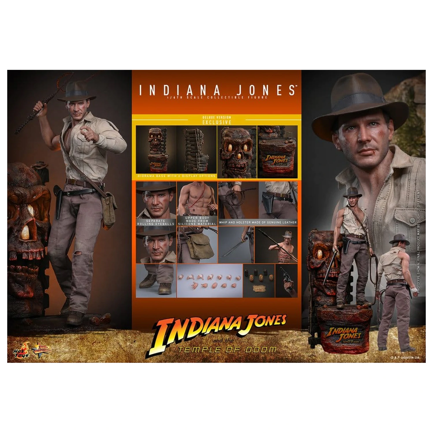 Indiana Jones Movie Masterpiece akcijska figura 1/6 Indiana Jones (Deluxe Version) 30 cm fotografija izdelka