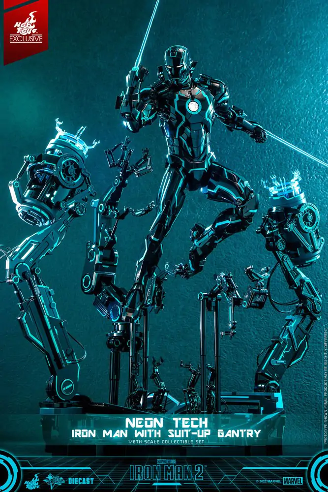 Akcijska figura Iron Man 2 1/6 Neon Tech Iron Man z Suit-Up Gantry 32 cm fotografija izdelka