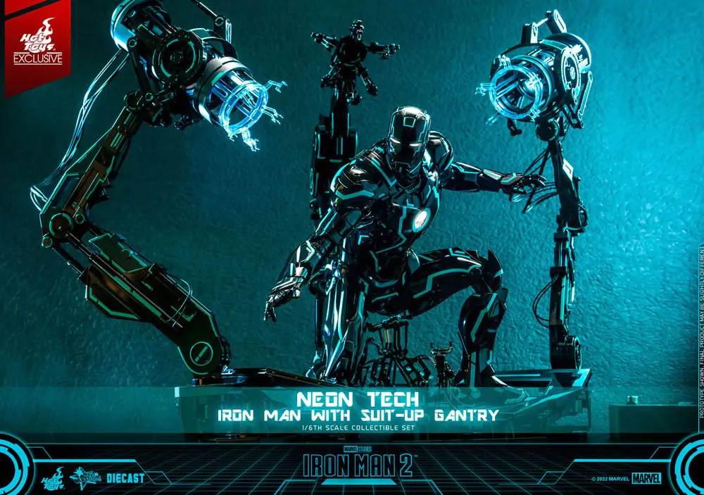 Akcijska figura Iron Man 2 1/6 Neon Tech Iron Man z Suit-Up Gantry 32 cm fotografija izdelka