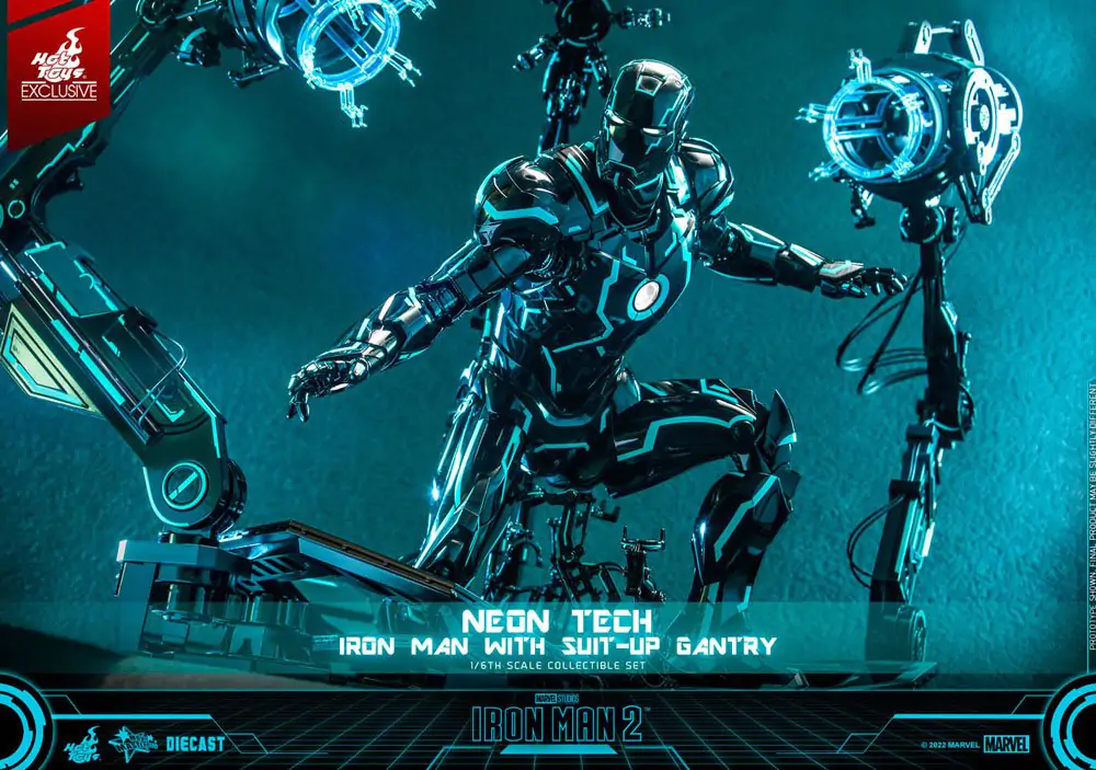 Akcijska figura Iron Man 2 1/6 Neon Tech Iron Man z Suit-Up Gantry 32 cm fotografija izdelka