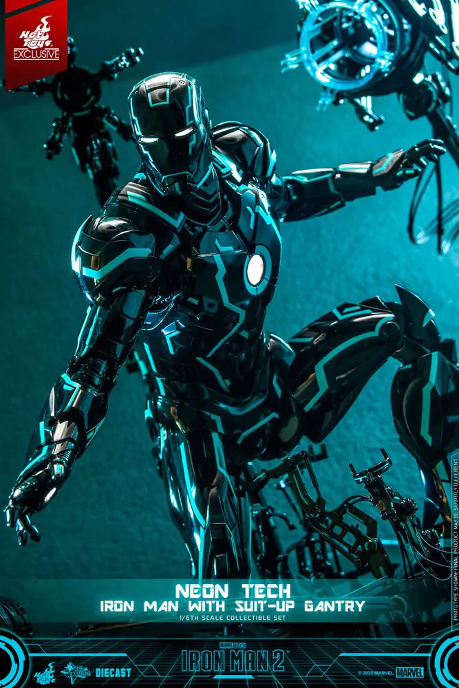 Akcijska figura Iron Man 2 1/6 Neon Tech Iron Man z Suit-Up Gantry 32 cm fotografija izdelka