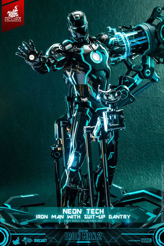 Akcijska figura Iron Man 2 1/6 Neon Tech Iron Man z Suit-Up Gantry 32 cm fotografija izdelka