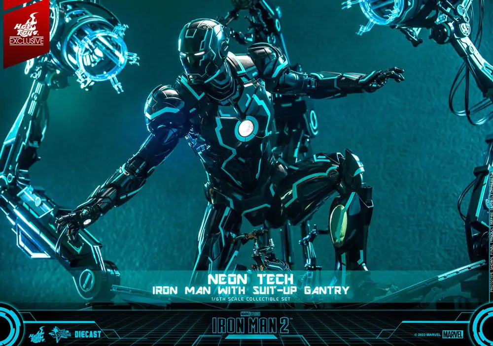 Akcijska figura Iron Man 2 1/6 Neon Tech Iron Man z Suit-Up Gantry 32 cm fotografija izdelka