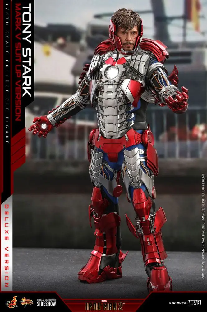 Iron Man 2 Movie Masterpiece Akcijska figura 1/6 Tony Stark (Mark V Suit Up Version) Deluxe 31 cm fotografija izdelka