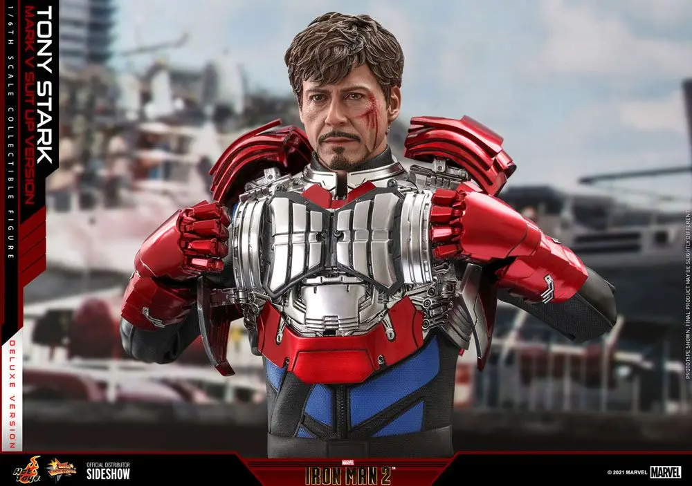Iron Man 2 Movie Masterpiece Akcijska figura 1/6 Tony Stark (Mark V Suit Up Version) Deluxe 31 cm fotografija izdelka