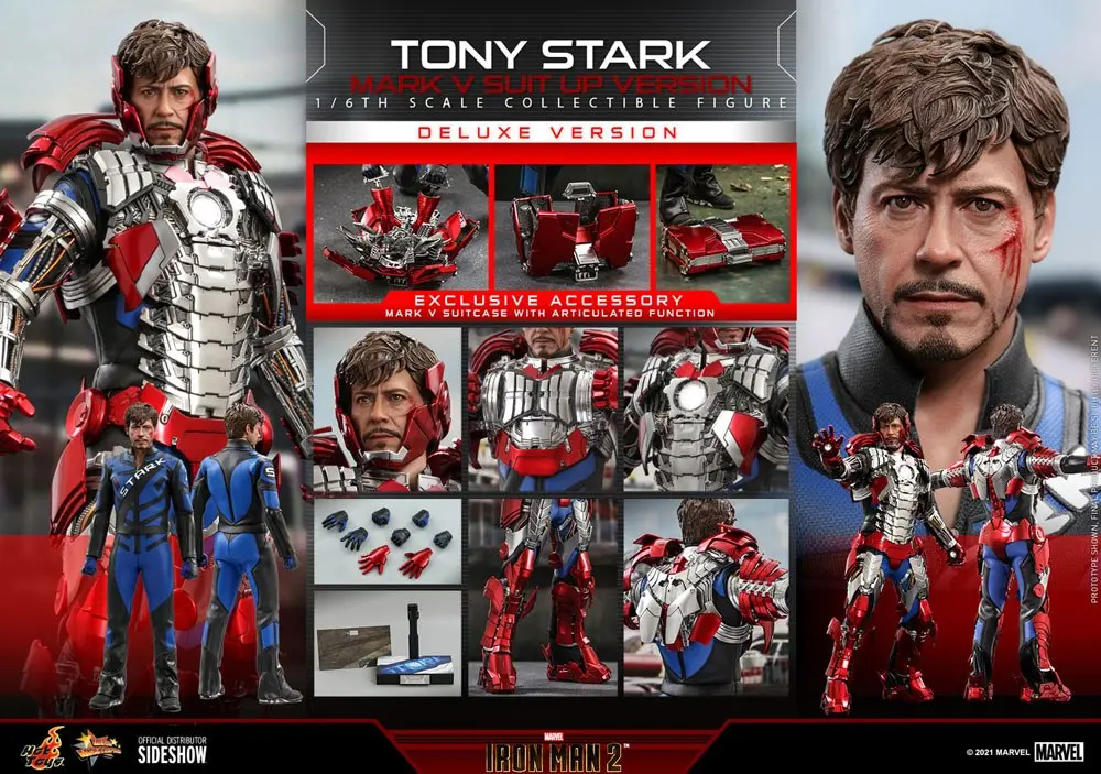 Iron Man 2 Movie Masterpiece Akcijska figura 1/6 Tony Stark (Mark V Suit Up Version) Deluxe 31 cm fotografija izdelka