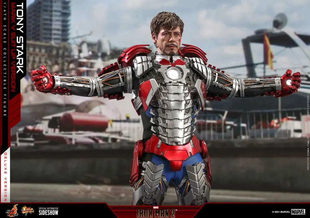 Iron Man 2 Movie Masterpiece Akcijska figura 1/6 Tony Stark (Mark V Suit Up Version) Deluxe 31 cm fotografija izdelka