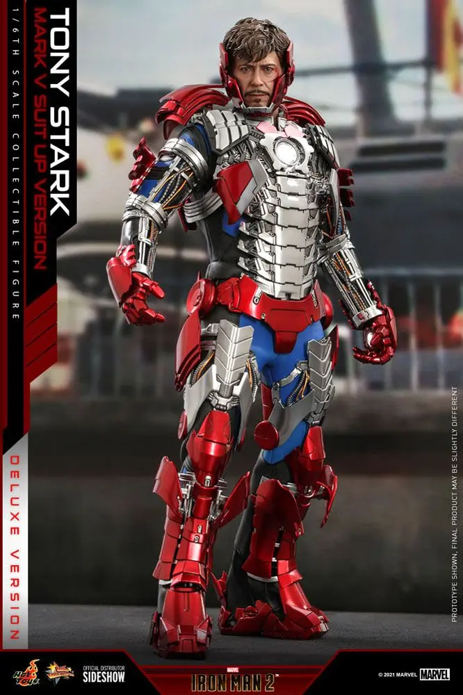 Iron Man 2 Movie Masterpiece Akcijska figura 1/6 Tony Stark (Mark V Suit Up Version) Deluxe 31 cm fotografija izdelka