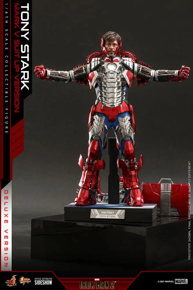 Iron Man 2 Movie Masterpiece Akcijska figura 1/6 Tony Stark (Mark V Suit Up Version) Deluxe 31 cm fotografija izdelka