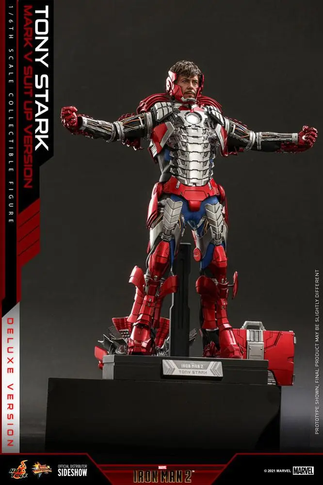 Iron Man 2 Movie Masterpiece Akcijska figura 1/6 Tony Stark (Mark V Suit Up Version) Deluxe 31 cm fotografija izdelka