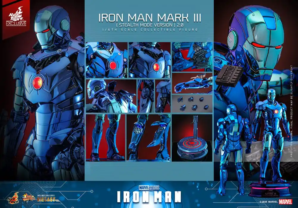 Iron Man Movie Masterpiece kovinska akcijska figura 1/6 Iron Man Mark III (Stealth Mode Ver.) 2.0 Hot Toys Exclusive 33 cm fotografija izdelka