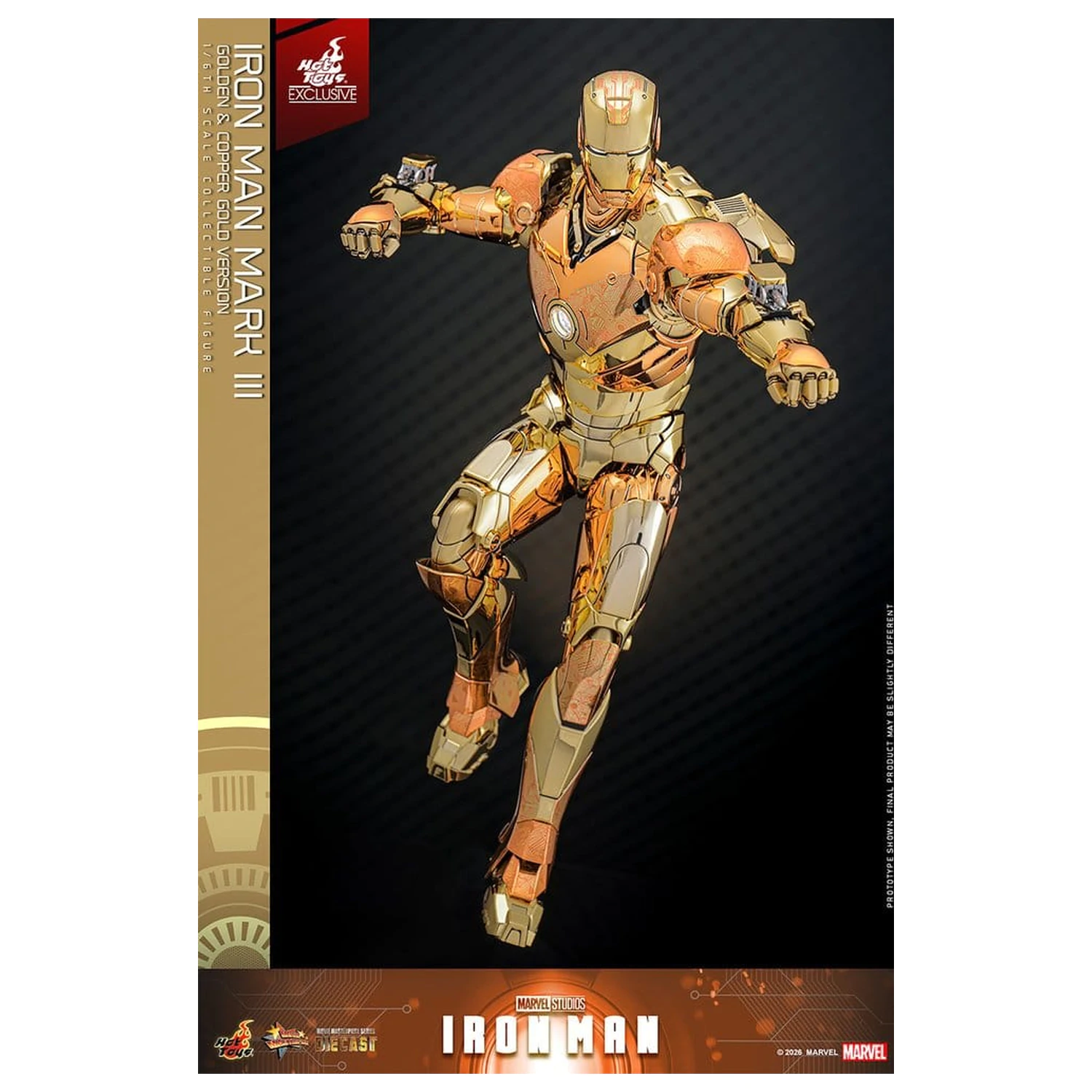 Iron Man Movie Masterpiece Diecast akcijska figura 1/6 Iron Man Mark III (zlata in bakrena zlata različica) Hot Toys Exclusive 33 cm fotografija izdelka