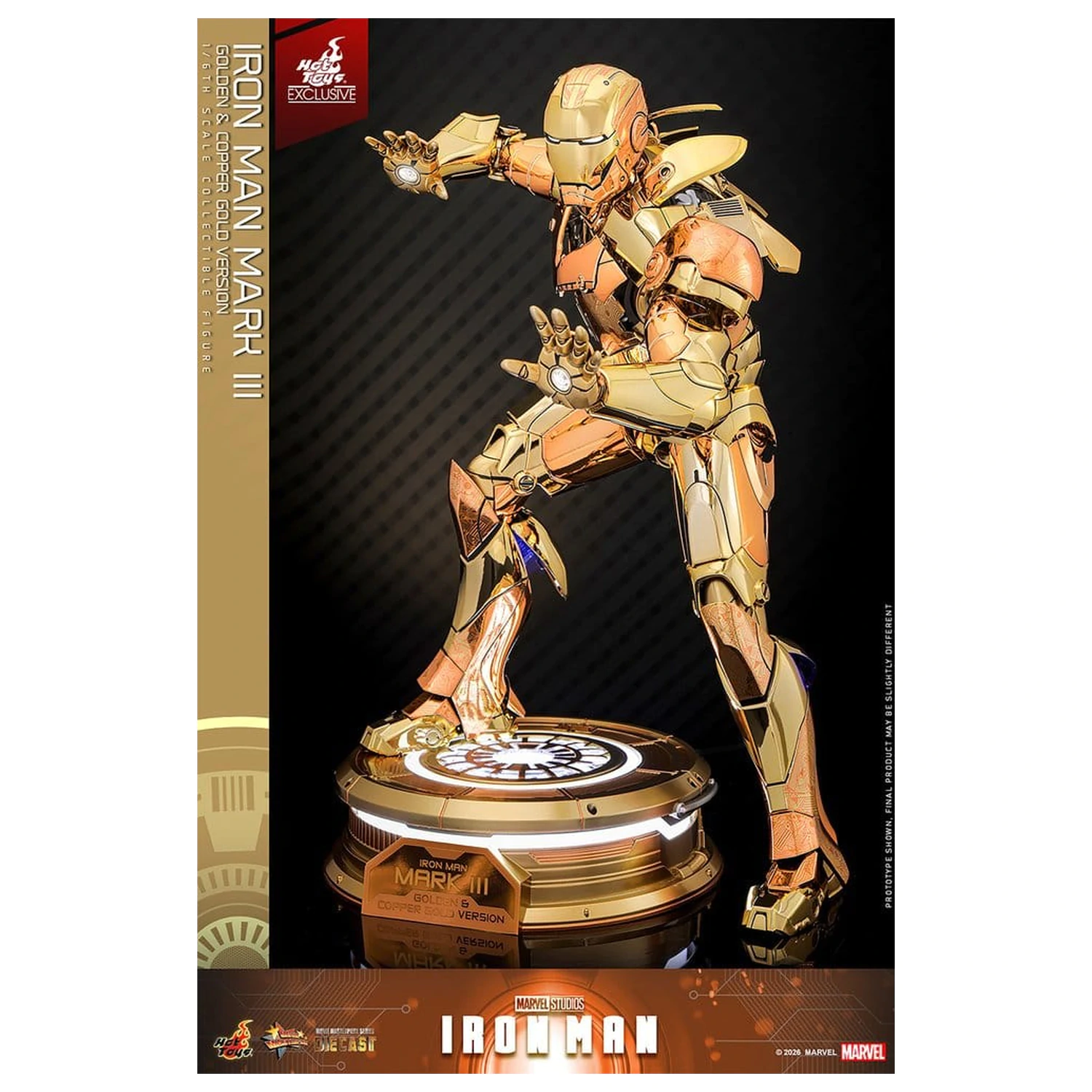 Iron Man Movie Masterpiece Diecast akcijska figura 1/6 Iron Man Mark III (zlata in bakrena zlata različica) Hot Toys Exclusive 33 cm fotografija izdelka