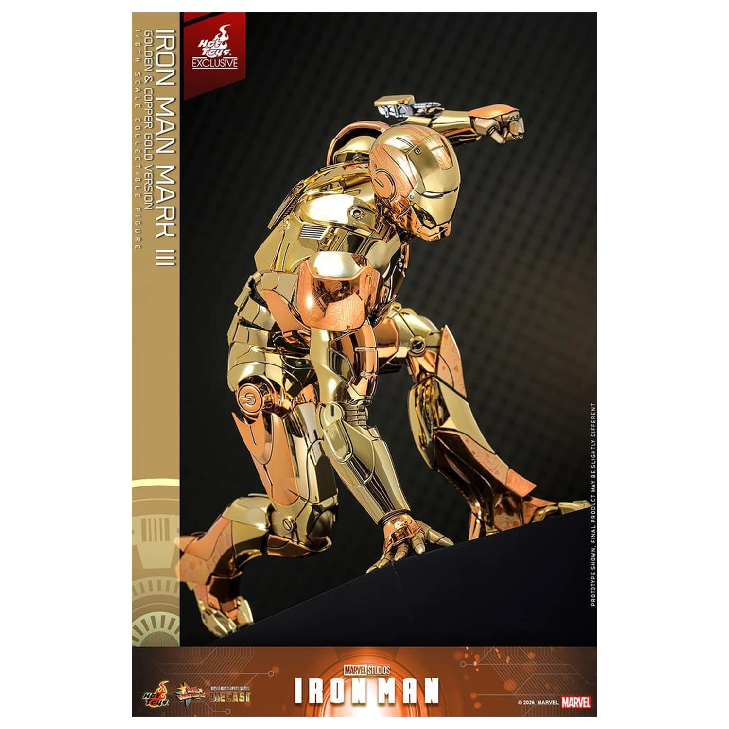Iron Man Movie Masterpiece Diecast akcijska figura 1/6 Iron Man Mark III (zlata in bakrena zlata različica) Hot Toys Exclusive 33 cm fotografija izdelka