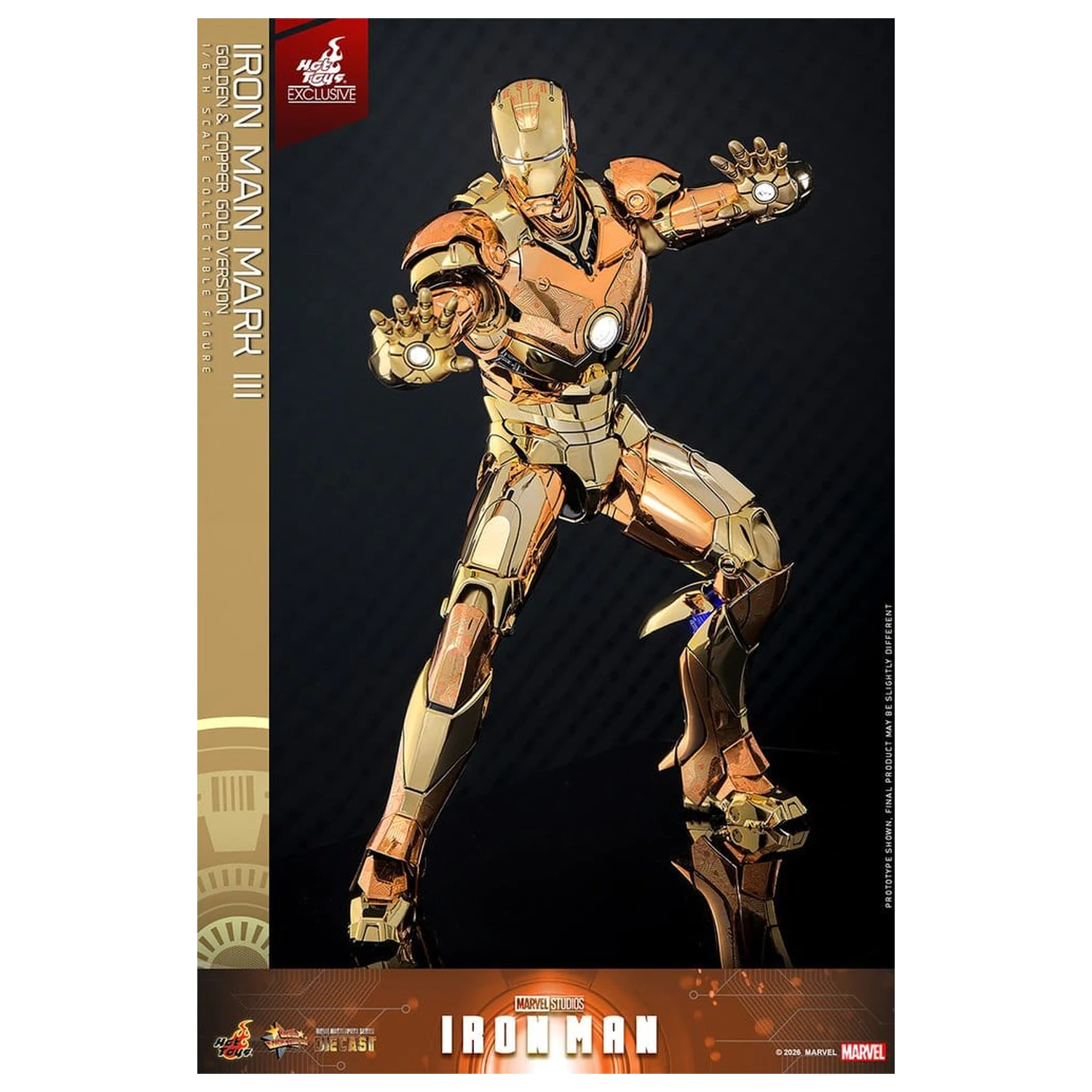 Iron Man Movie Masterpiece Diecast akcijska figura 1/6 Iron Man Mark III (zlata in bakrena zlata različica) Hot Toys Exclusive 33 cm fotografija izdelka