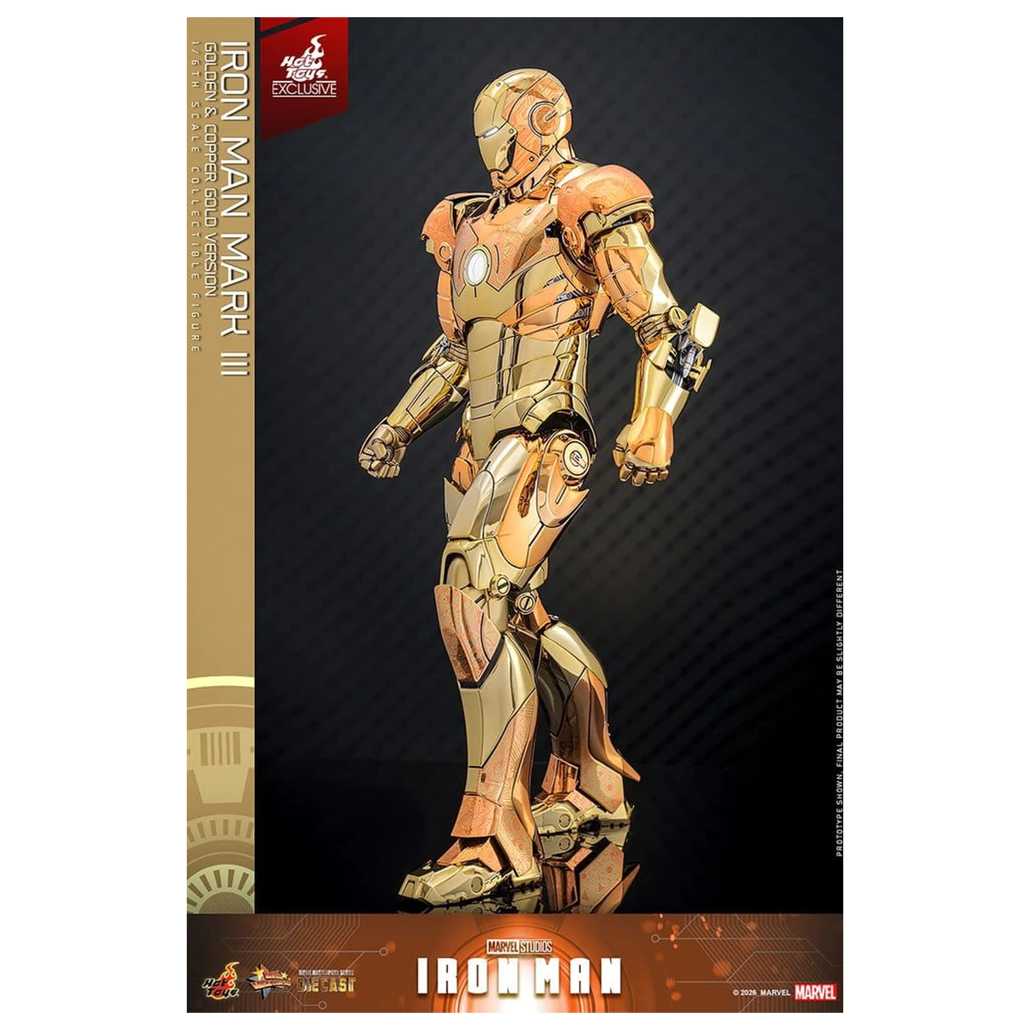 Iron Man Movie Masterpiece Diecast akcijska figura 1/6 Iron Man Mark III (zlata in bakrena zlata različica) Hot Toys Exclusive 33 cm fotografija izdelka