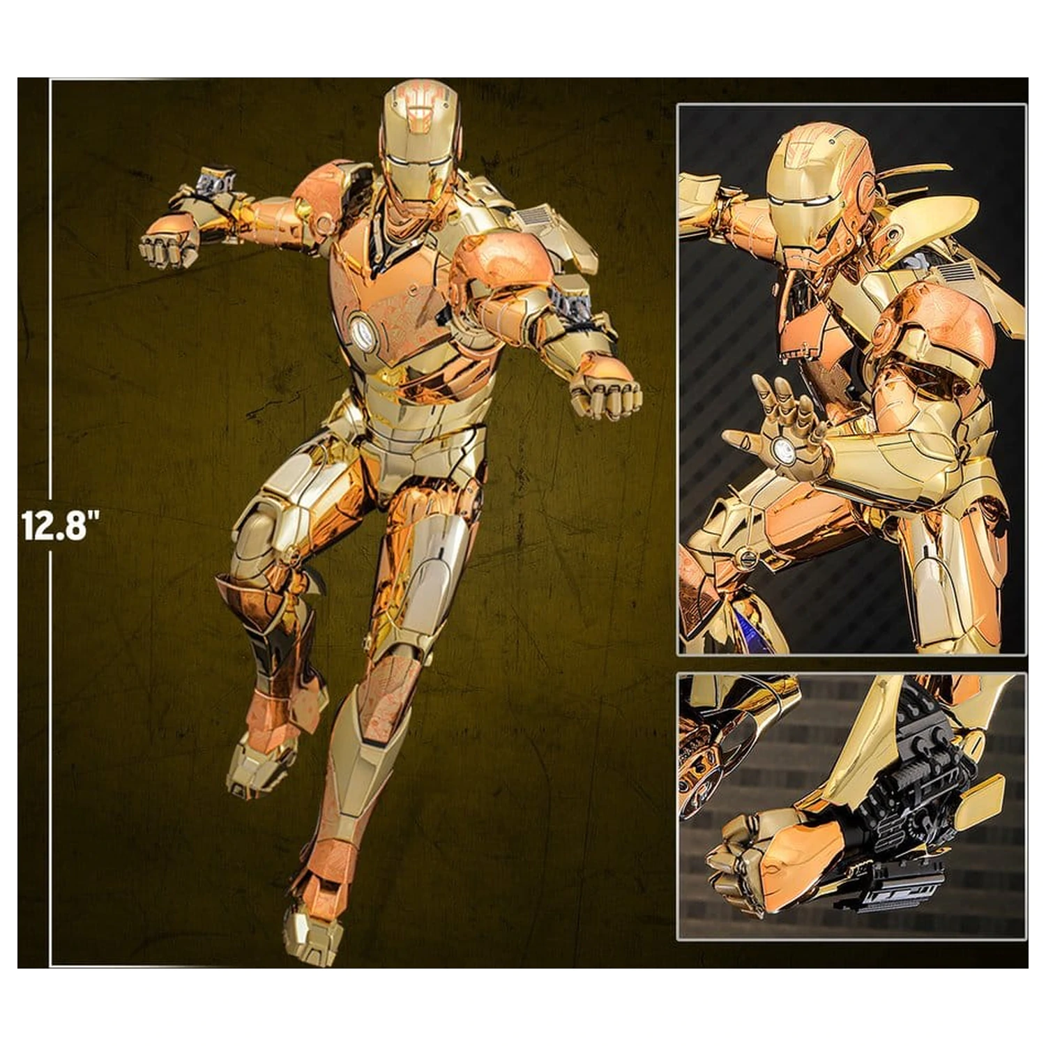 Iron Man Movie Masterpiece Diecast akcijska figura 1/6 Iron Man Mark III (zlata in bakrena zlata različica) Hot Toys Exclusive 33 cm fotografija izdelka