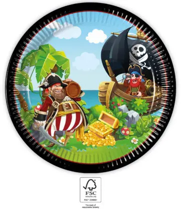 Island Pirates, piratski papirnati krožniki 8 kosov 23 cm FSC fotografija izdelka