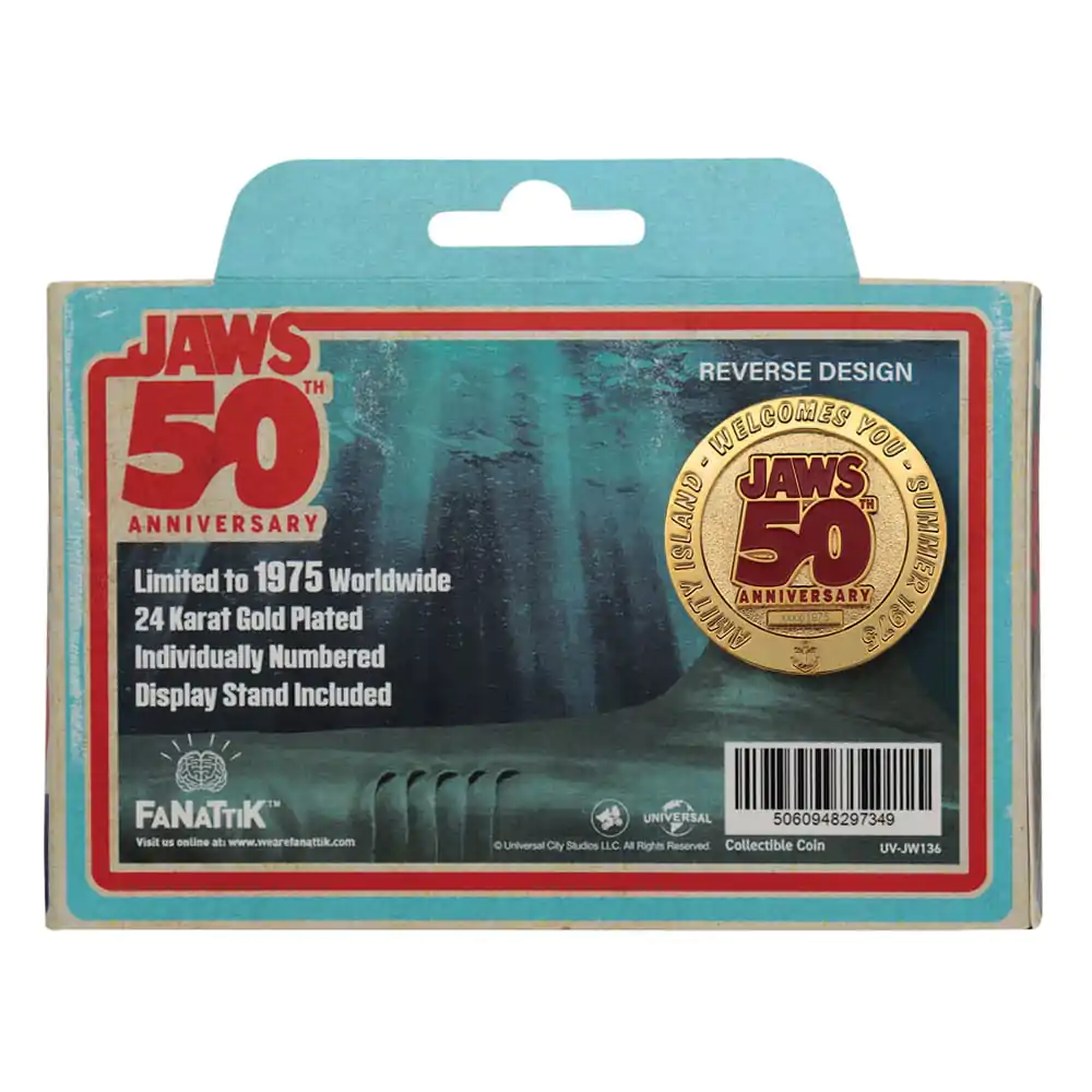 Jaws Zbirateljski Kovanec 50. Obletnica 24k Pozlačena Limited Edition fotografija izdelka