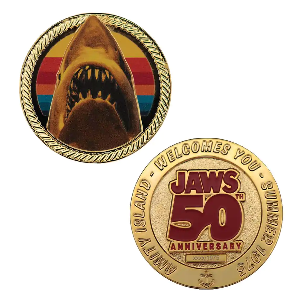 Jaws Zbirateljski Kovanec 50. Obletnica 24k Pozlačena Limited Edition fotografija izdelka