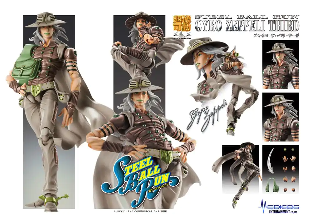 JoJo's Bizarre Adventure Part7 Steel Ball Run Super Action akcijska figura Chozokado Gyro Zeppeli Third 16 cm fotografija izdelka