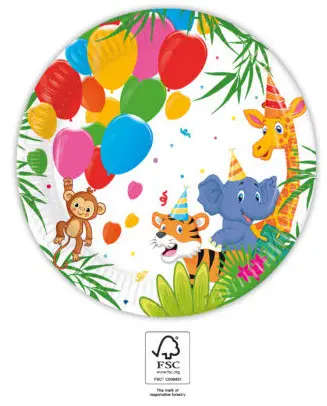 Jungle baloni, Jungle papirnati krožniki 8 kos 20 cm FSC fotografija izdelka