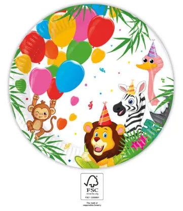 Jungle Baloni, Jungle Papirnati krožniki 8 kos 23 cm FSC fotografija izdelka