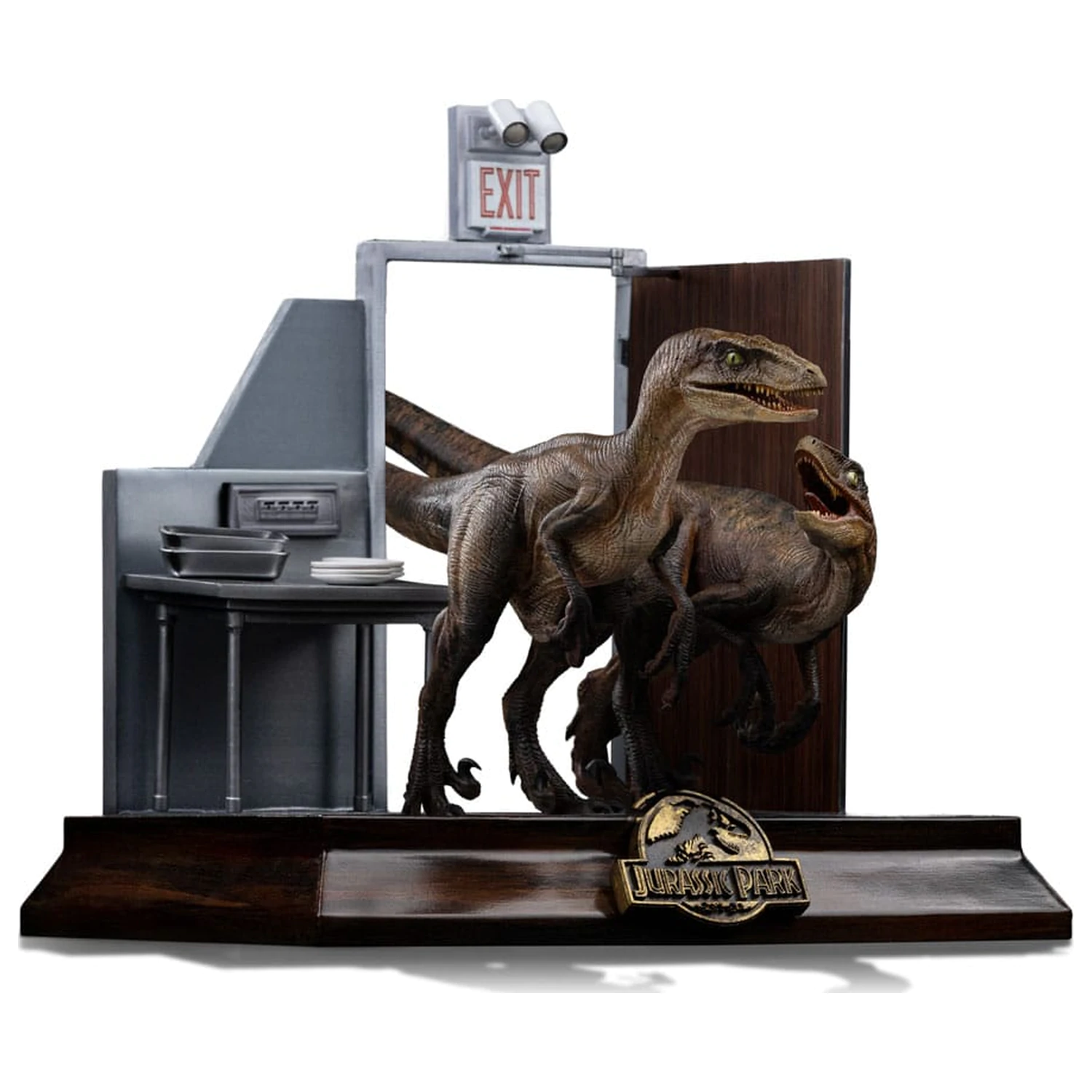 Jurassic Park Art Scale kip 1/10 Raptors at the Kitchen's Door 28 cm fotografija izdelka