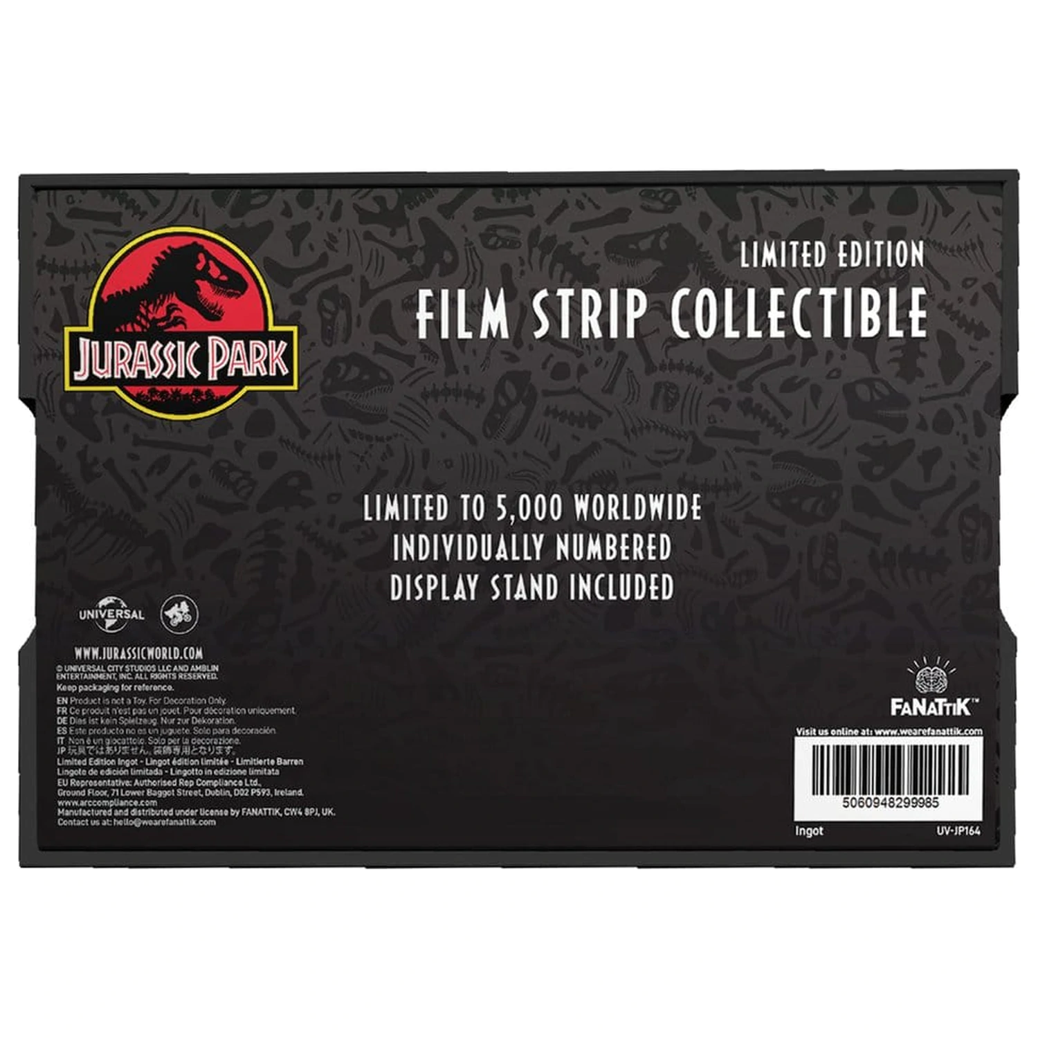 Jurassic Park Ingot kovinski filmski trak zbirateljski 12 cm fotografija izdelka