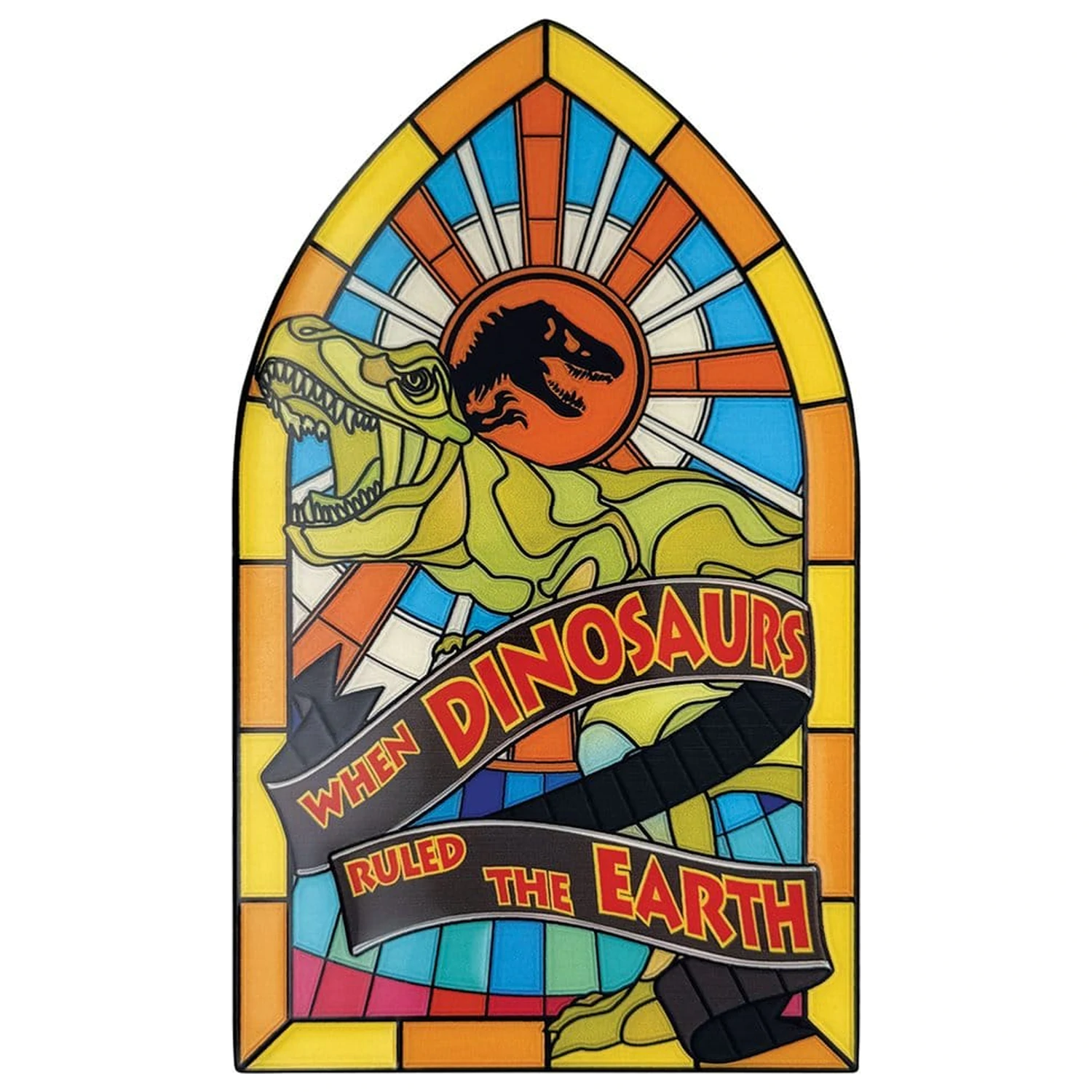 Jurassic Park Ingot Stained Glass Style Metal 11 cm fotografija izdelka