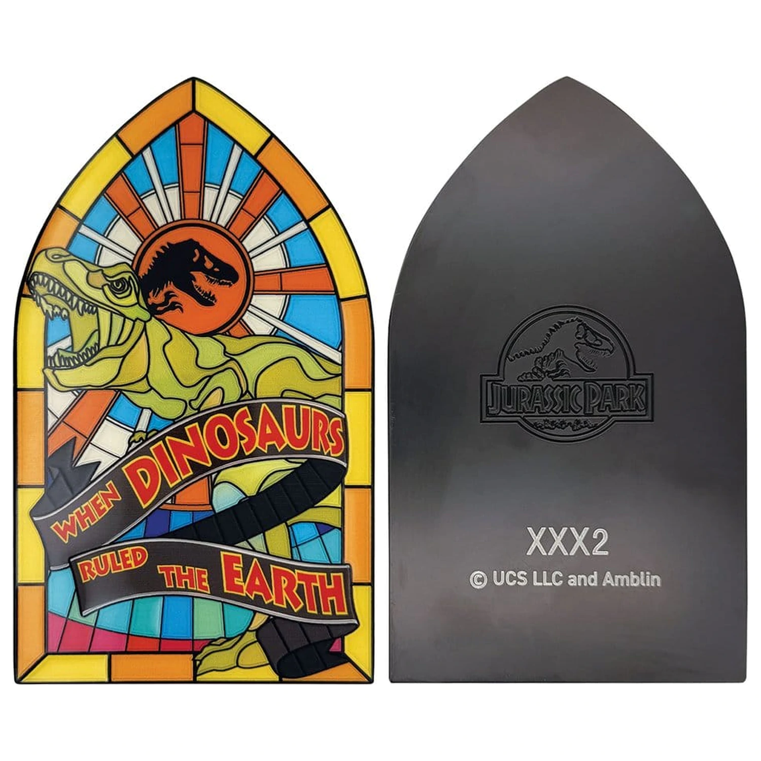 Jurassic Park Ingot Stained Glass Style Metal 11 cm fotografija izdelka