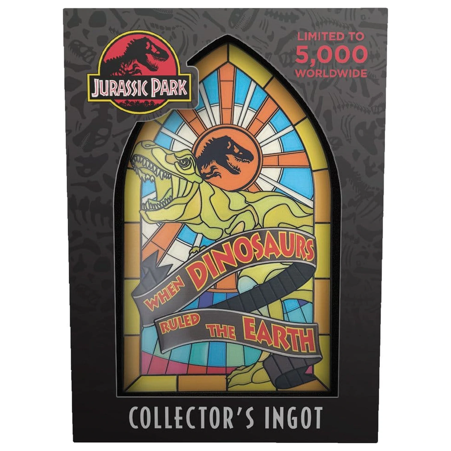 Jurassic Park Ingot Stained Glass Style Metal 11 cm fotografija izdelka