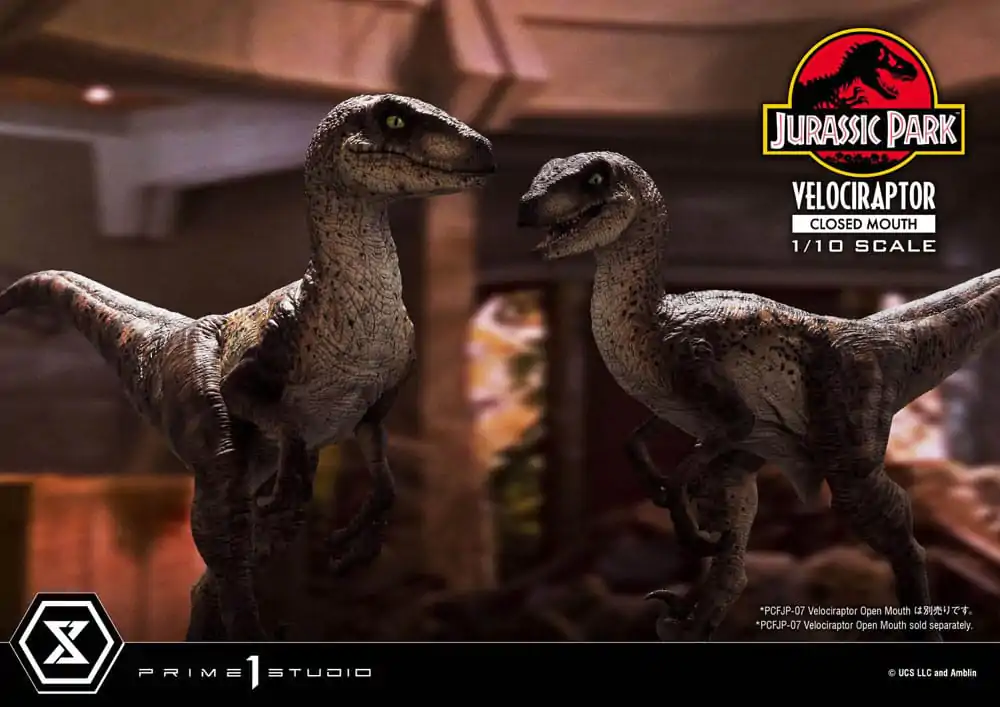 Jurassic Park Prime Collectibles Kip 1/10 Velociraptor Zaprtih Ust 19 cm fotografija izdelka