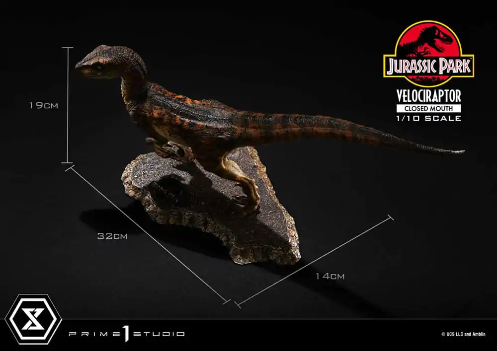 Jurassic Park Prime Collectibles Kip 1/10 Velociraptor Zaprtih Ust 19 cm fotografija izdelka