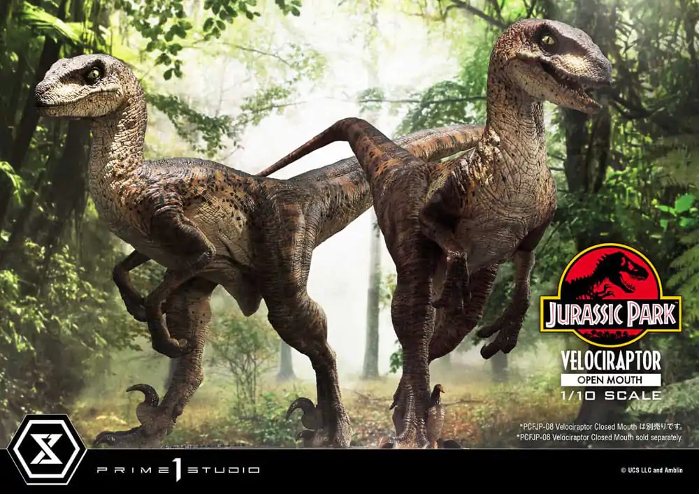 Jurassic Park Prime Collectibles kip 1/10 Velociraptor z odprtimi usti 19 cm fotografija izdelka