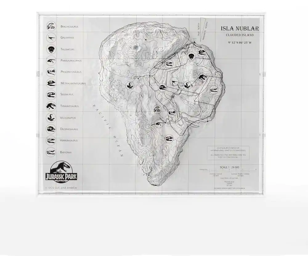 Jurassic Park Topografska Karta Isla Nublar fotografija izdelka
