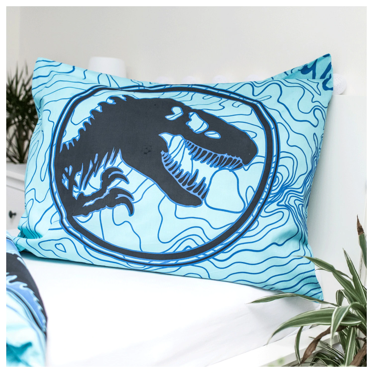 Jurassic World Dinosaur Tracker posteljnina, ki se sveti v temi fotografija izdelka