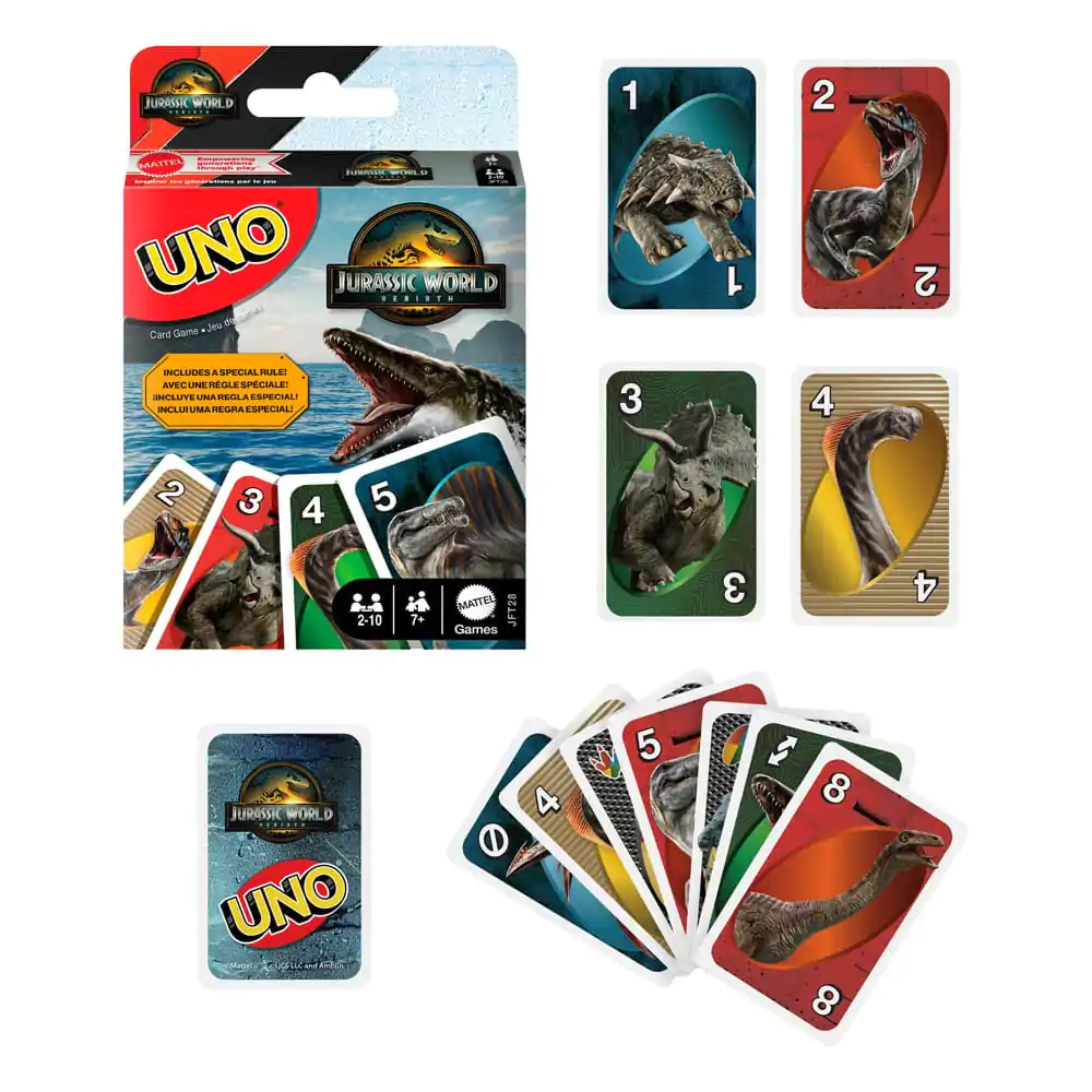Jurassic World Rebirth UNO igra s kartami fotografija izdelka