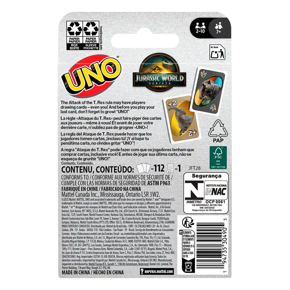 Jurassic World Rebirth UNO igra s kartami fotografija izdelka