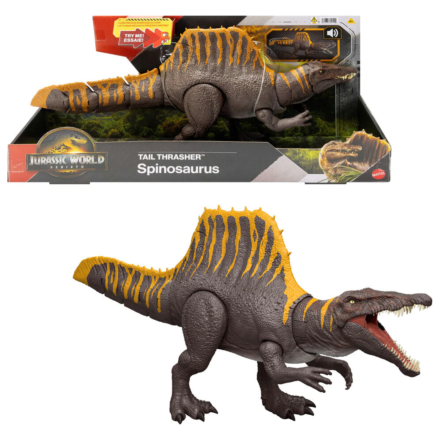 Jurassic World Rebirth Akcijska figura Tail Thrasher Spinosaurus 55 cm fotografija izdelka
