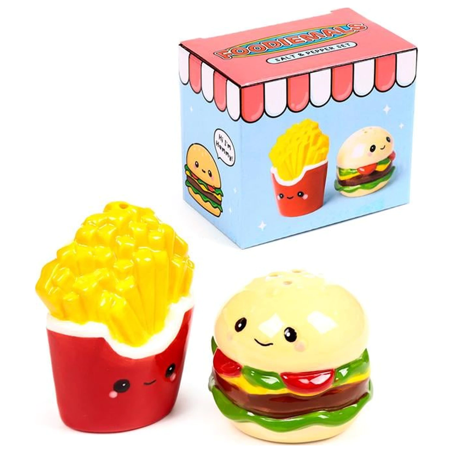 Kawaii Burger & Fries Solni in poprovi stresalniki set fotografija izdelka