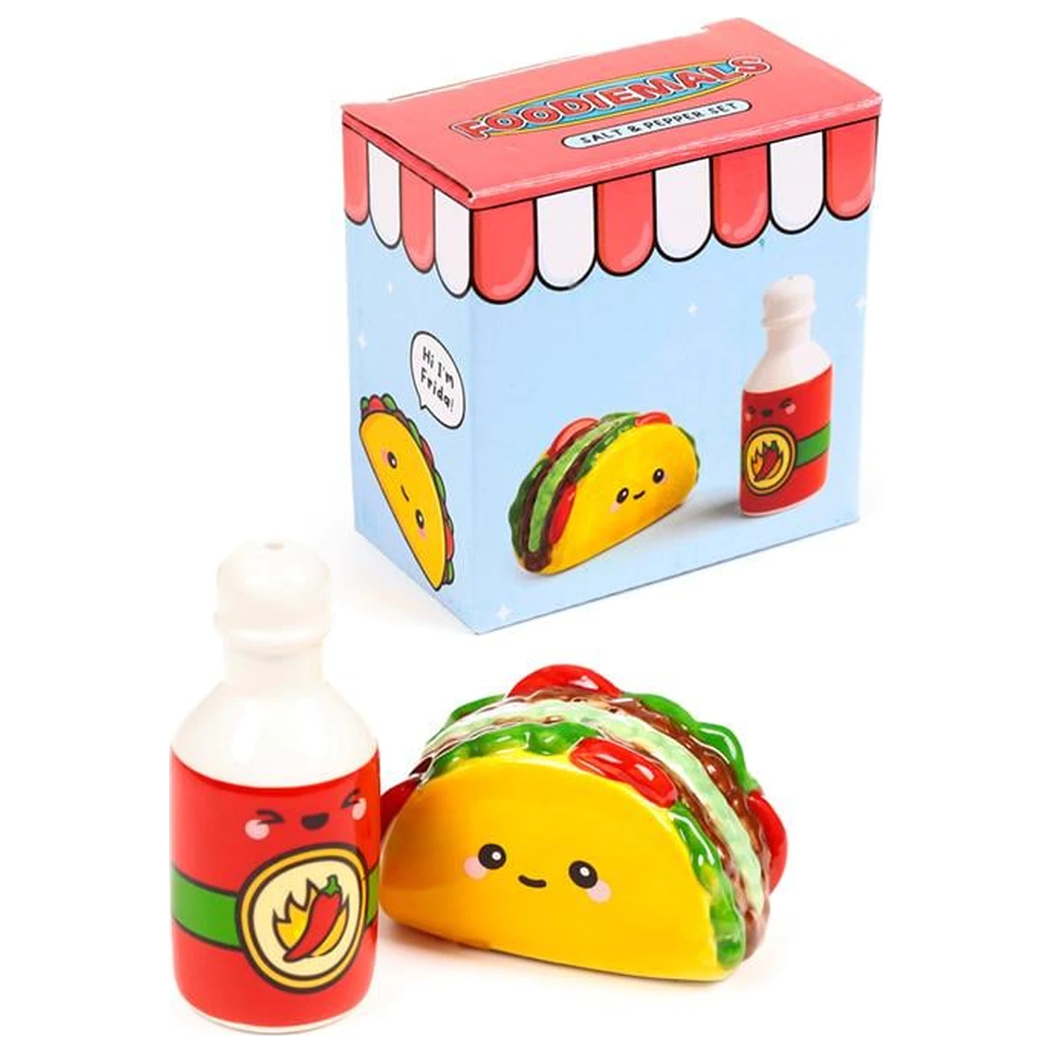 Kawaii Taco & Sauce solničke in poprnice komplet fotografija izdelka