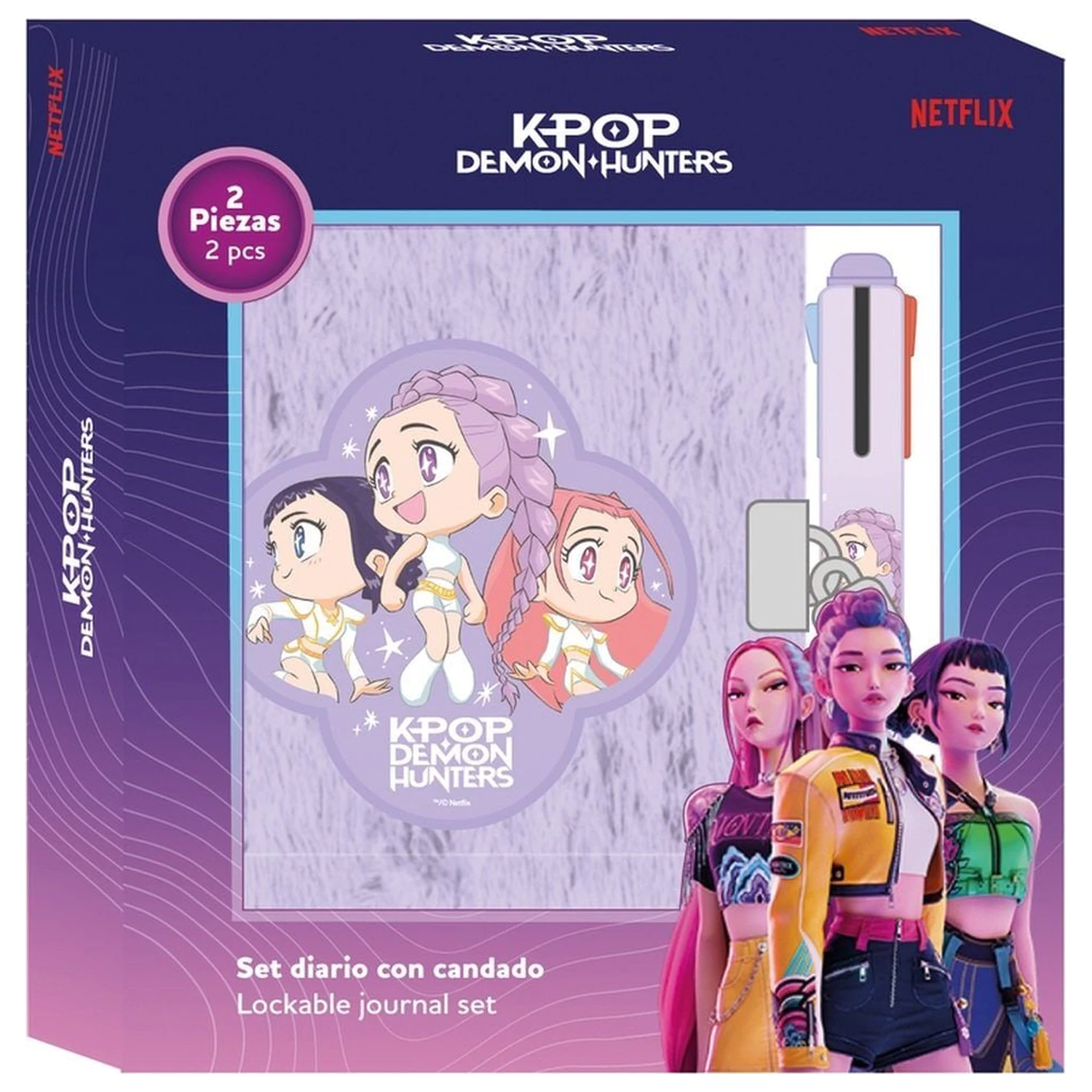 Kpop Demon Hunters Chibi komplet dnevnika + 4-barvno pisalo fotografija izdelka