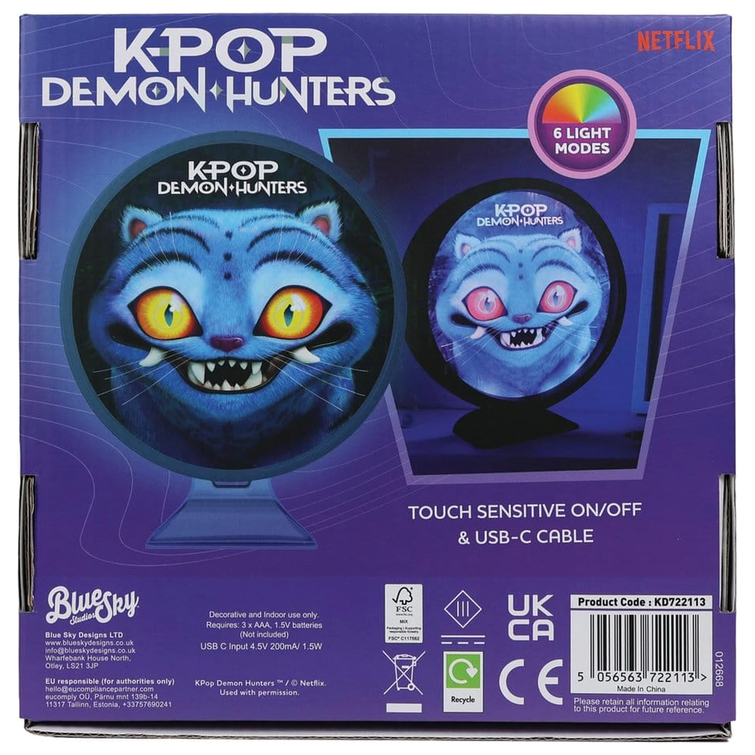 KPop Demon Hunters Razpoloženjska svetilka z USB-C Derpy 11cm fotografija izdelka
